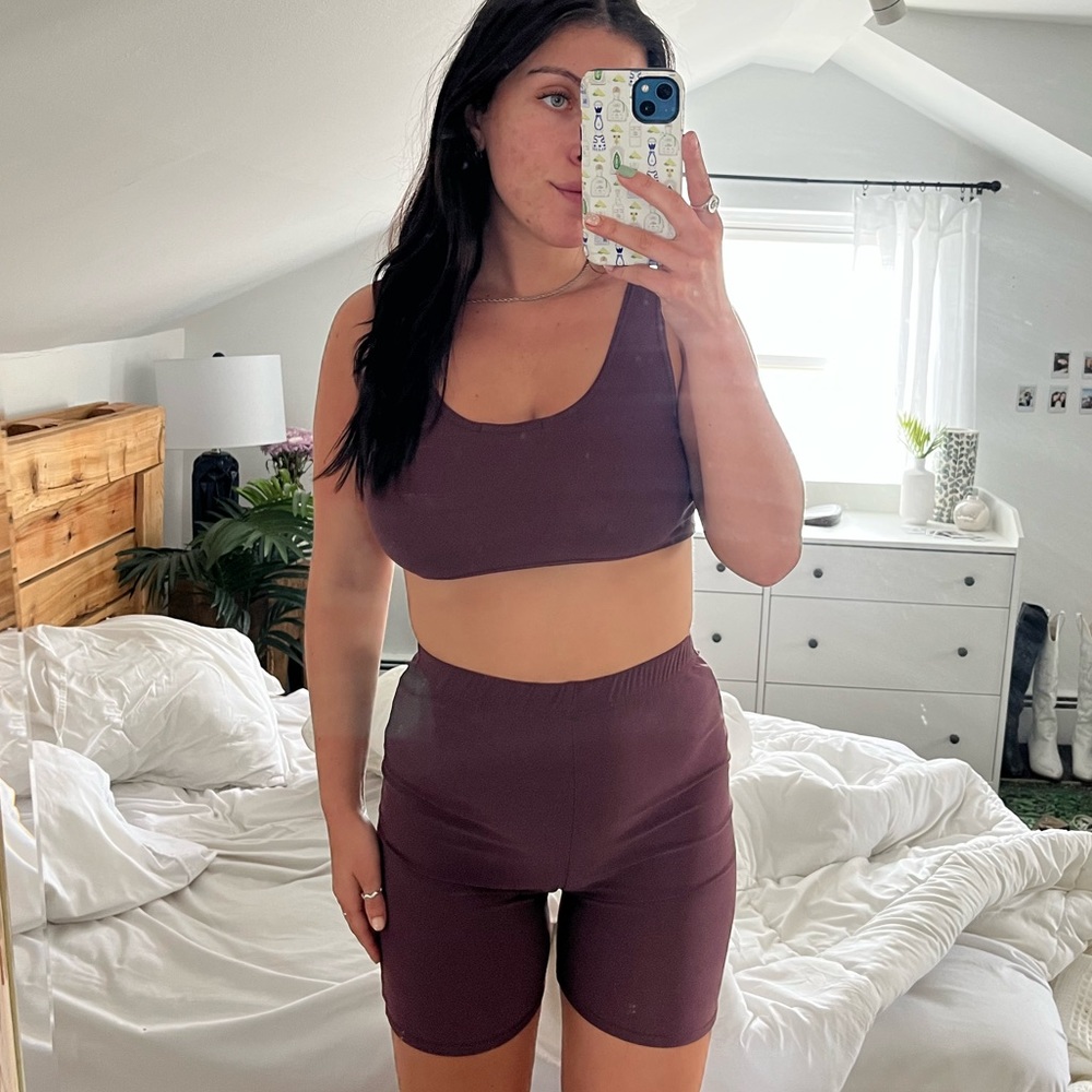 Biker short + bra top matching set